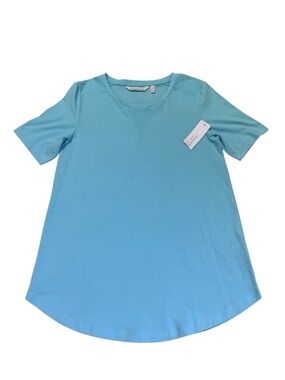 Soft Surroundings Crew T-Shirt XS Women's So Cozy Short-Sleeve- Sky Blue Casual